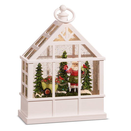 Raz Imports Garden Santa Lighted Water Greenhouse, 9.25-inch Height, Christmas Decor
