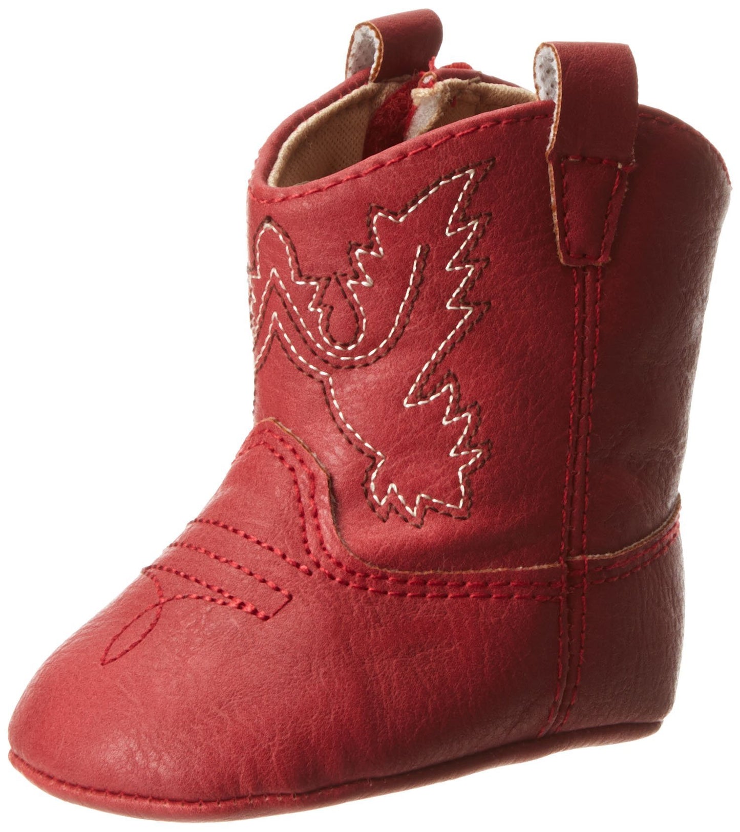 Baby Deer Faux-leather Soft Sole Western Boot for Infant Boys or Girls/Baby First Steps non-Slip with Ornamental Cowboy Stitch and Hook-and-loop Closure