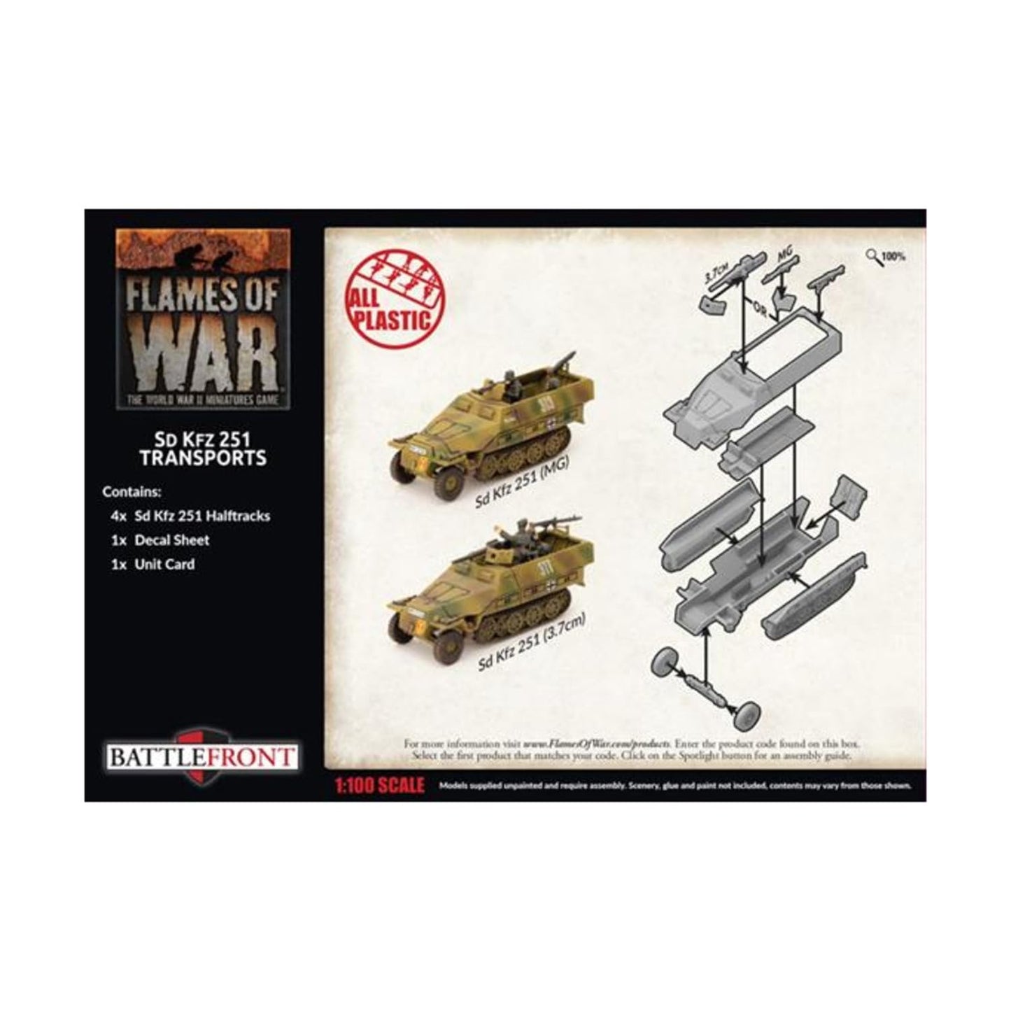 Flames of War Late War German SdKfz 251 Transports 4X Plastic Halftracks GBX152