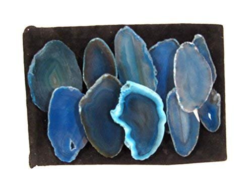Zentron Crystals Colorful Set of 12 Polished Agate Slices in Velvet Bag