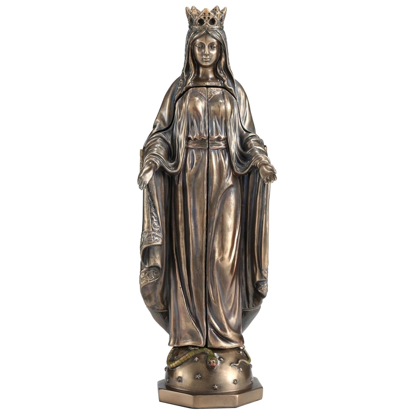 Veronese Design 8 1/8 Inch Lady of Grace with Polyptych Sculpture of Pieta Resin Statue Cold Cast Bronze Finish