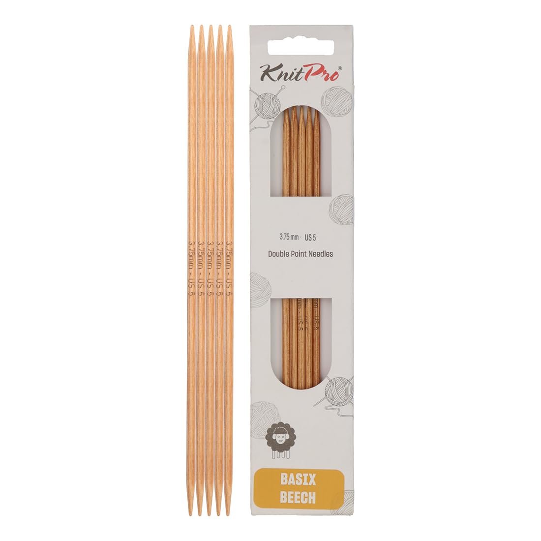 KnitPro Basix Beech Double Pointed Needles 8" (20cm)