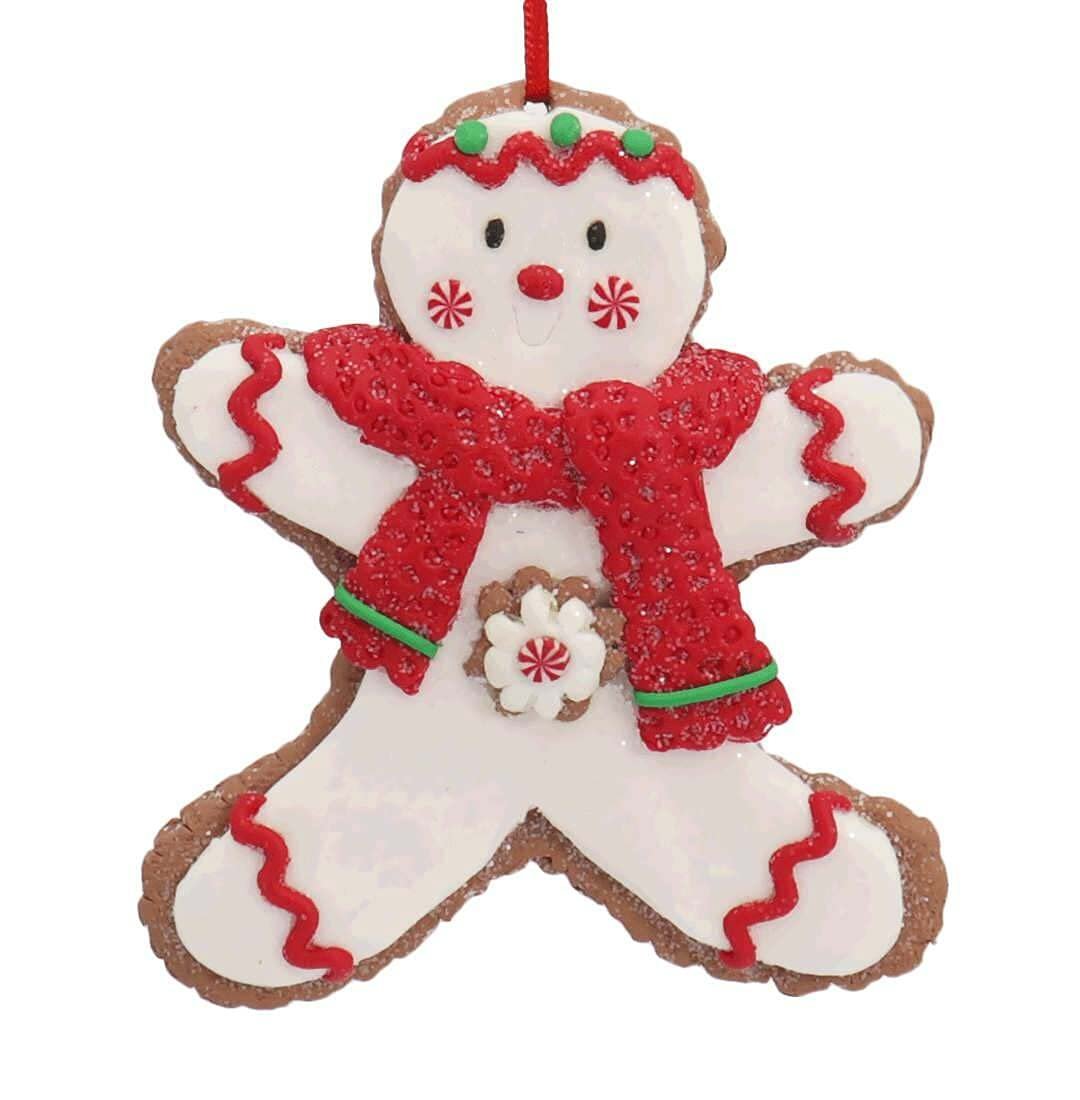 Kurt Adler 4.5" Gingerbread Ornaments Assortment: Snowman, Santa, Boy, Tree - Claydough Material - Christmas