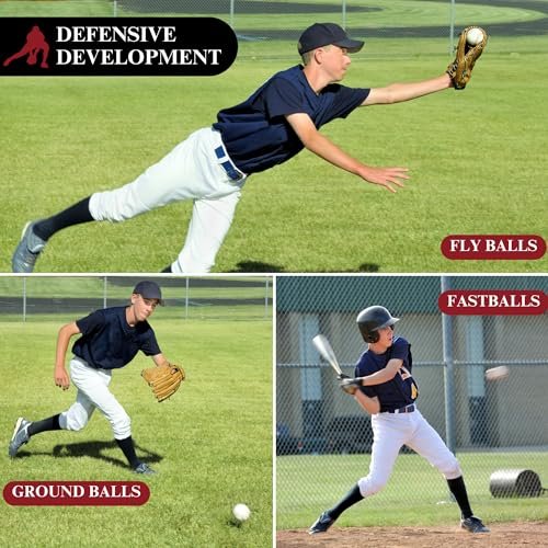 Heater Sports Power Alley Lite 360 Baseball Pitching Machine - Pitches Lite Balls 40-80 MPH Fastballs, Sliders, & Curves | Accurate, Durable, & Portable Training Tool for Batting & Field Practice