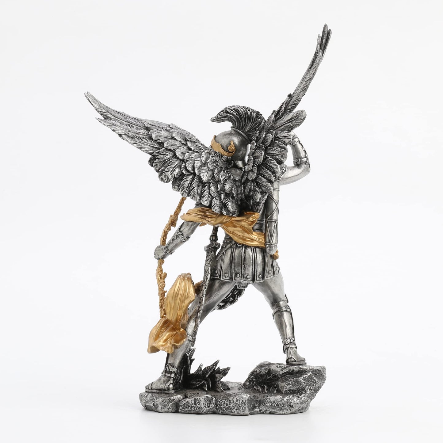 Veronese Design 13" Tall Archangel Uriel Resin Sculpture Antique Pewter and Gold Finish Regligious Gifts