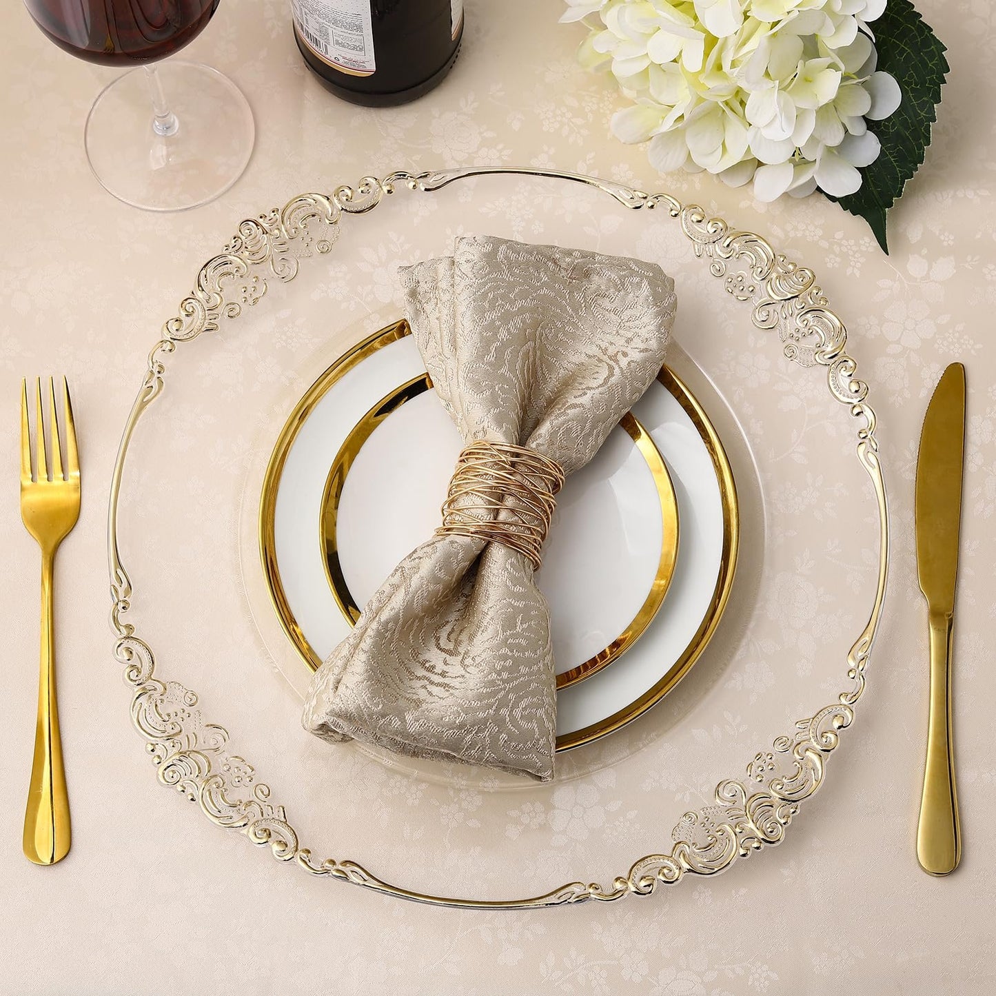 allgala Heavy Quality Round Charger Plates - Elegant Gold Chargers for Dinner Plates
