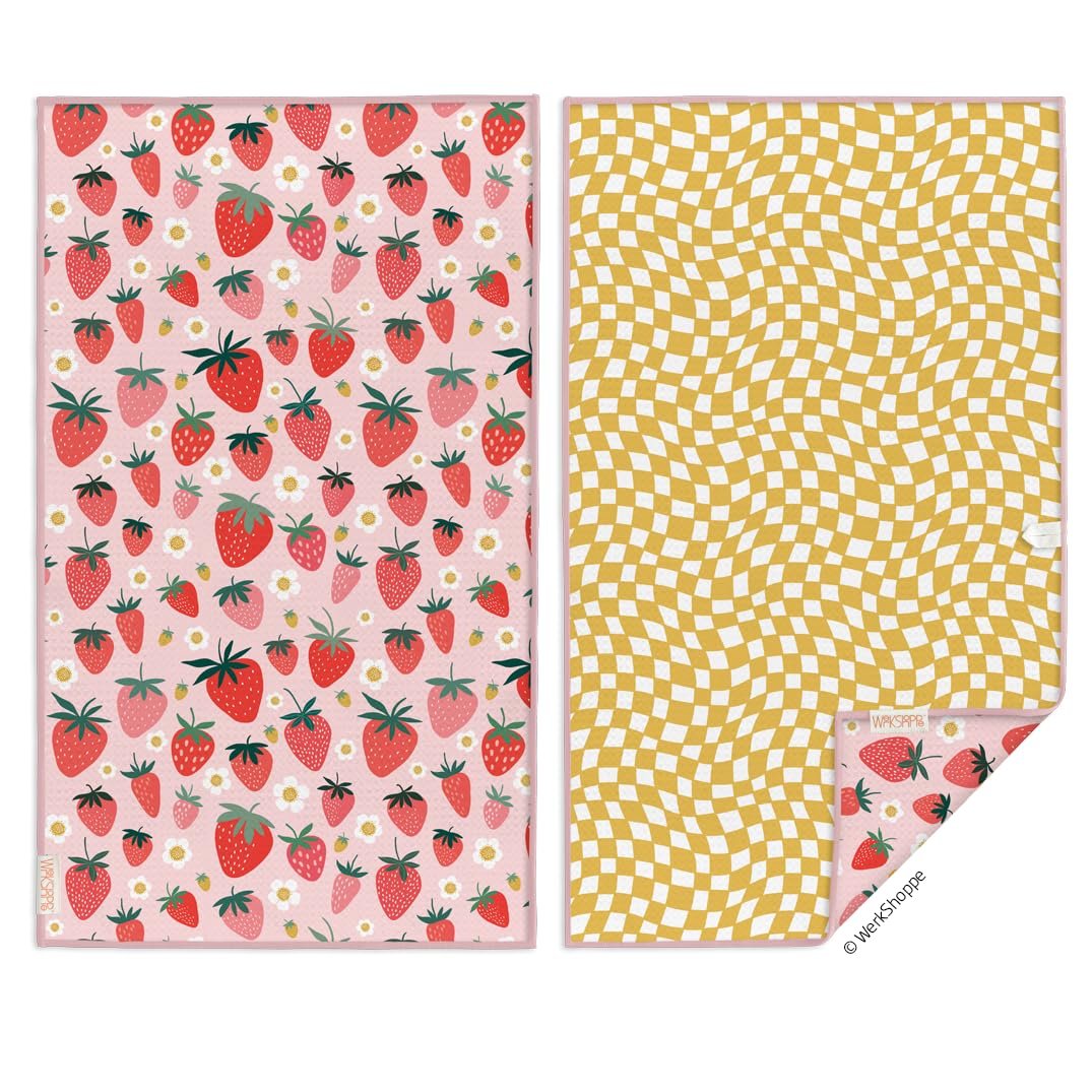 WerkShoppe Strawberry Check Microfiber Towel