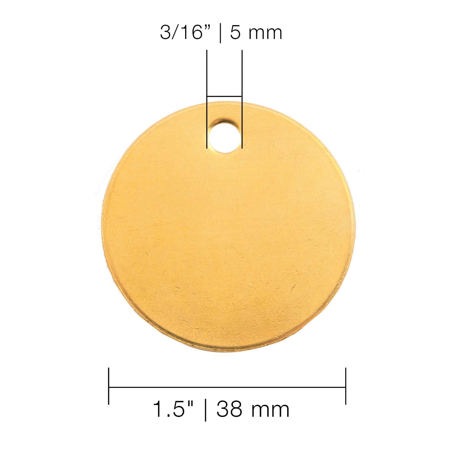 CH Hanson Metal Stamping Blanks - 1-1/2" Blank Tags with Holes, Name & Pet Tags, Label Equipment - Model 1098B, Durable 18-Gauge Brass (100 Count)