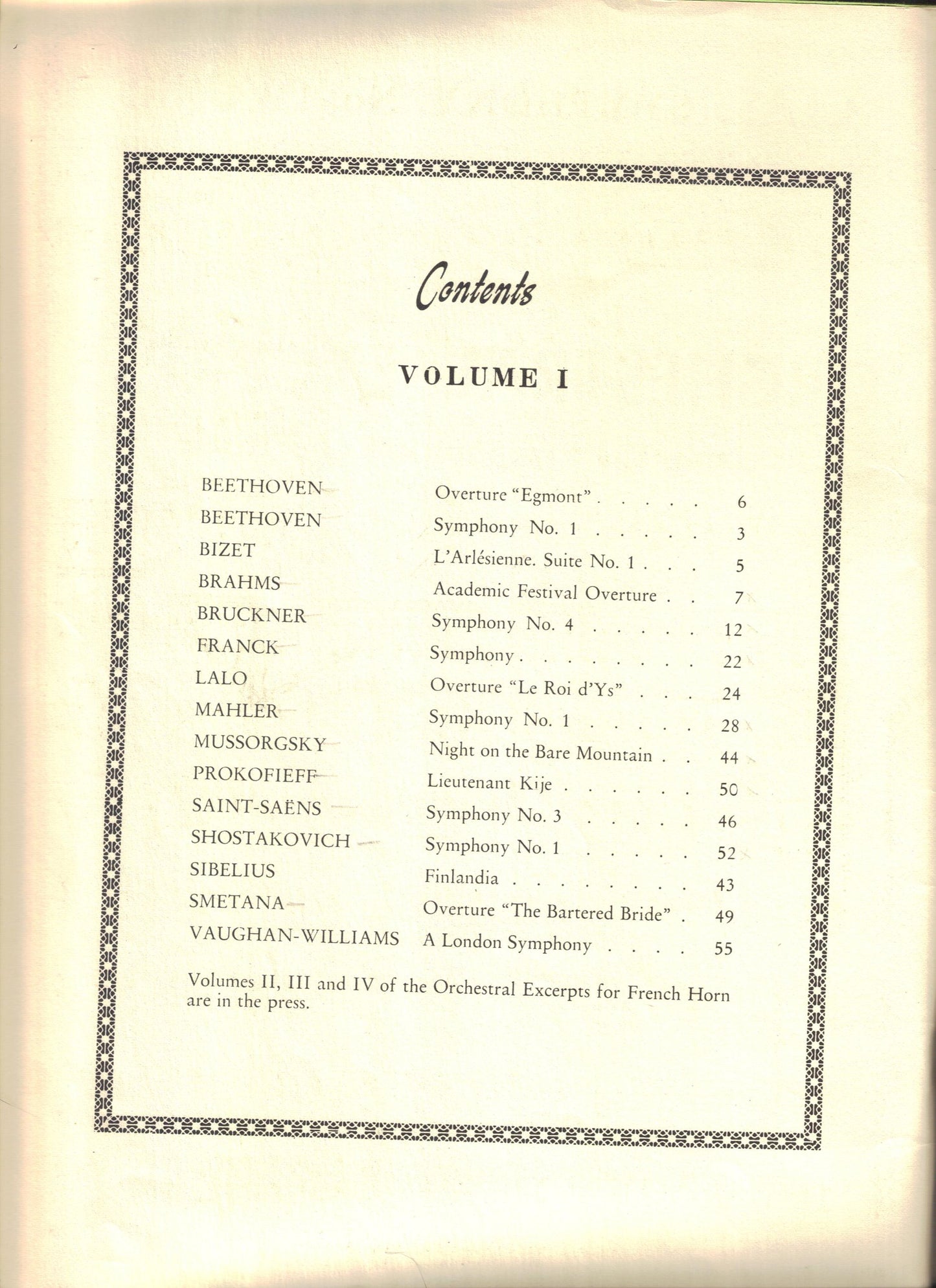 Orchestral Excerpts From the Symphonic Repertoire for French Horn (Classical & Modern Works, Vol. I)