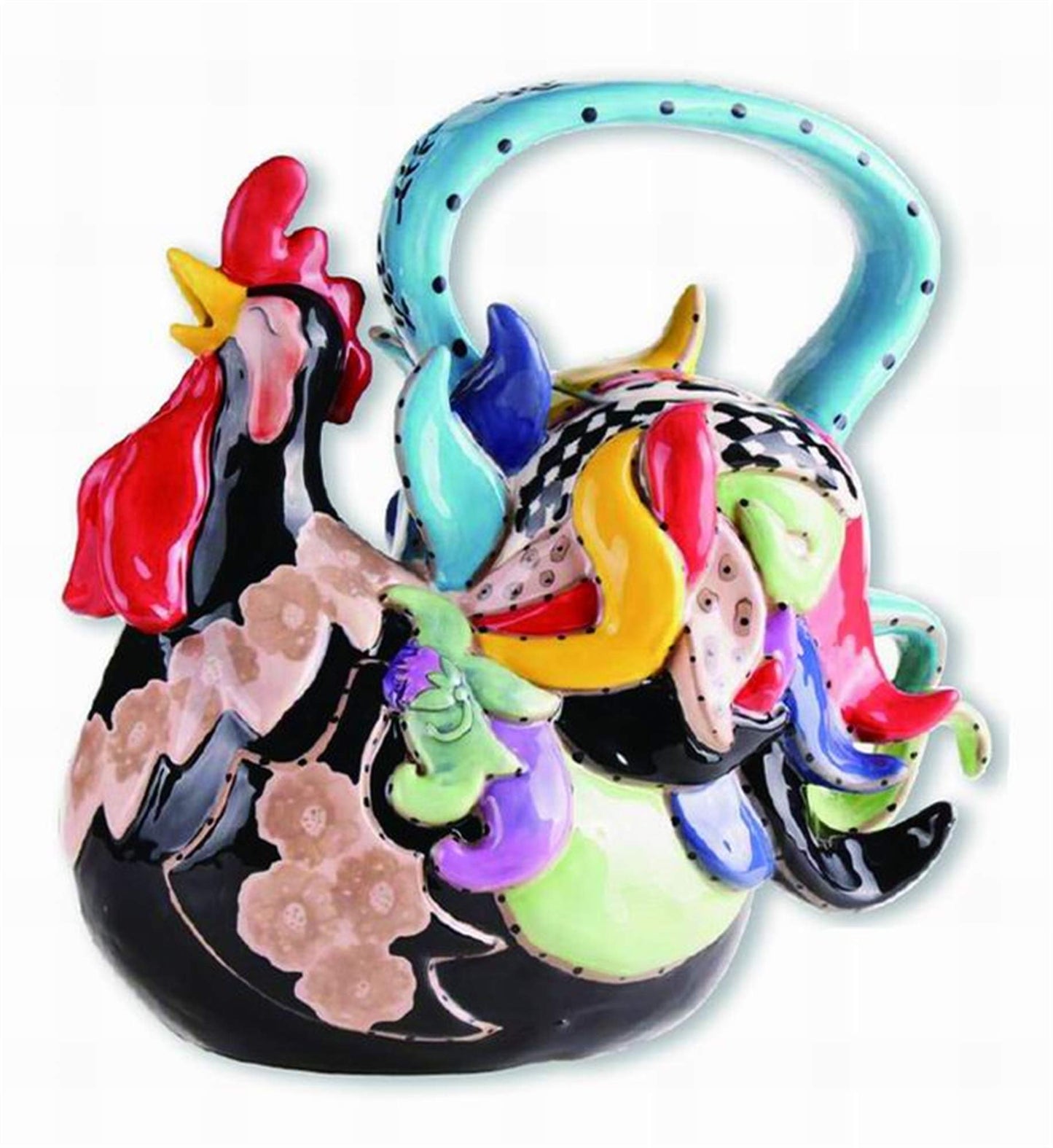 Blue Sky Ceramics Funky Black Rooster Teapot
