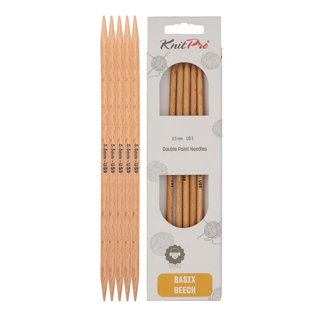 KnitPro Basix Beech Double Pointed Needles 8" (20cm)