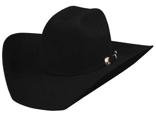 Bullhide Felt Collection Kingman 4x Premium Wool Western Cowboy Hat, 4" Brim, Black, 7 3/8