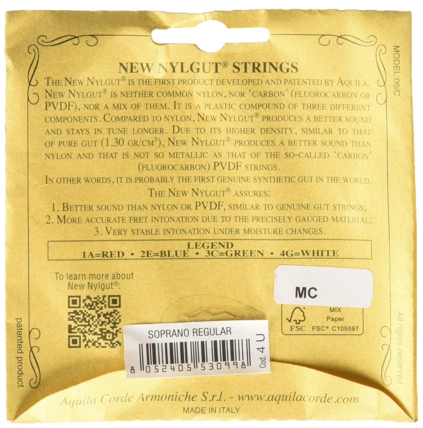 3 Sets of Aquila New Nylgut Soprano Ukulele Strings Regular GCEA tuning