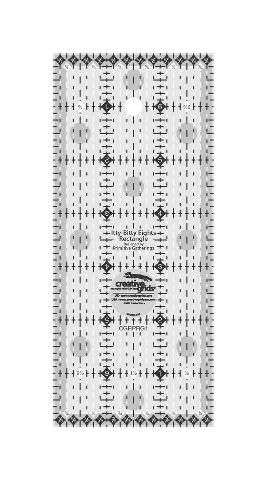 Creative Grids Itty-Bitty Eights Rectangle Ruler 3in x 7in Quilting Ruler – CGRPRG1 – Made in USA, Non-Slip Grip Acrylic Quilting, Sewing, Crafting