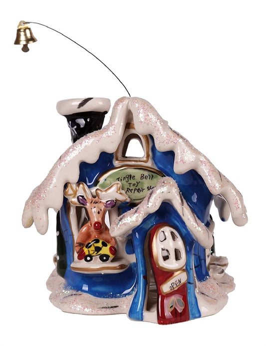 Blue Sky Clayworks 995053 Rudolph Jingle Bell Shop Candle House, 6-inch Length