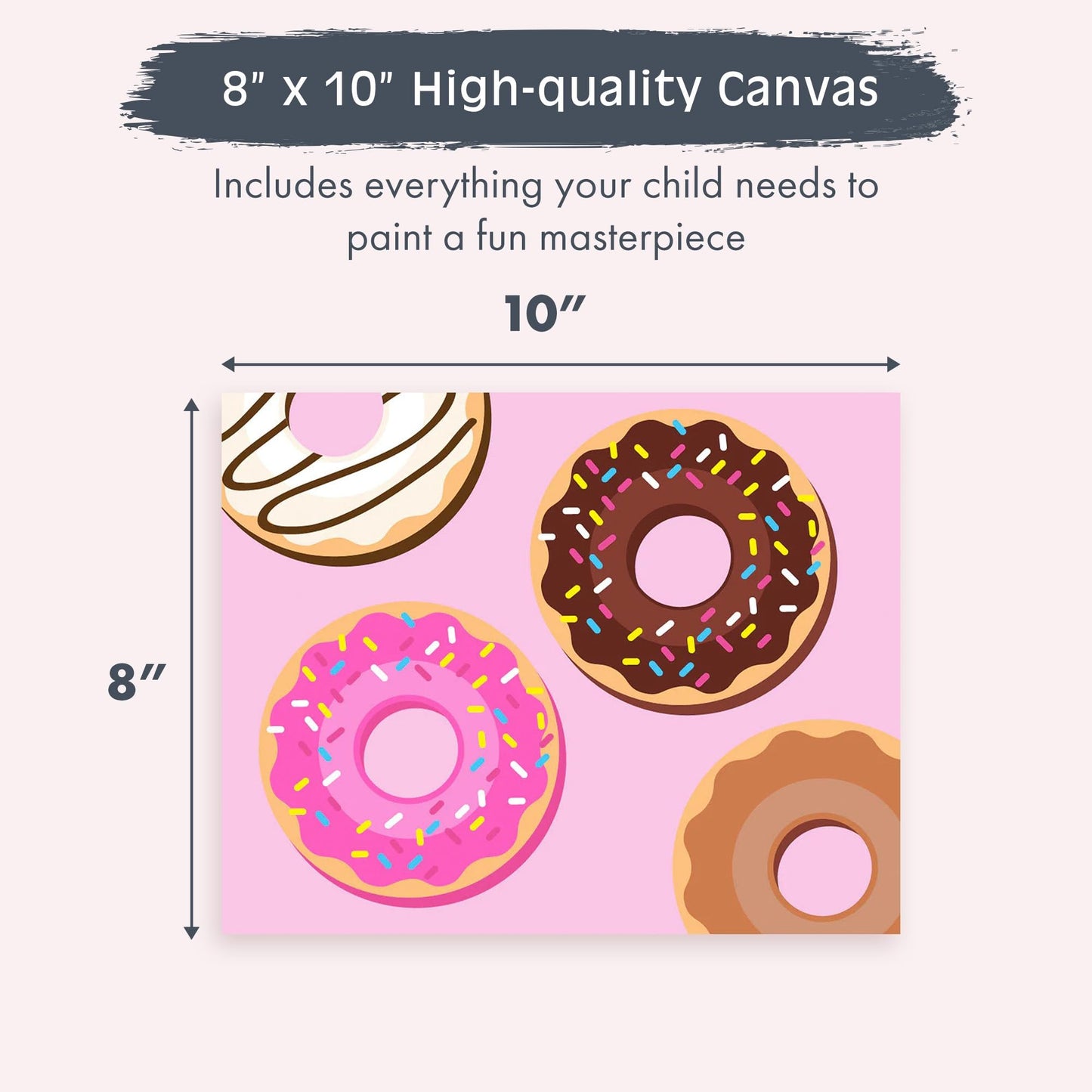Pink Picasso Kits Paint by Number for Kids | DIY 8x10 Beginner Color by Numbers Canvas Painting Art Kits | Delicious Doughnuts