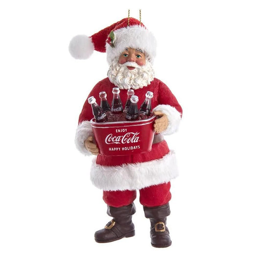 Kurt S. Adler 5" Fabriché Coca Cola Santa with Bucket Ornament