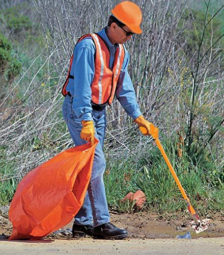 ArcMate Orange-U-Tongs PRO Grade Litter Pick up Tool, Elastic Lanyard, Suction Cup Reacher Grabber for Indoor or Outdoor Use, 33" Reach, 5lb. Pick Up Capacity, Orange, 36", 6 Pack (7702-6)