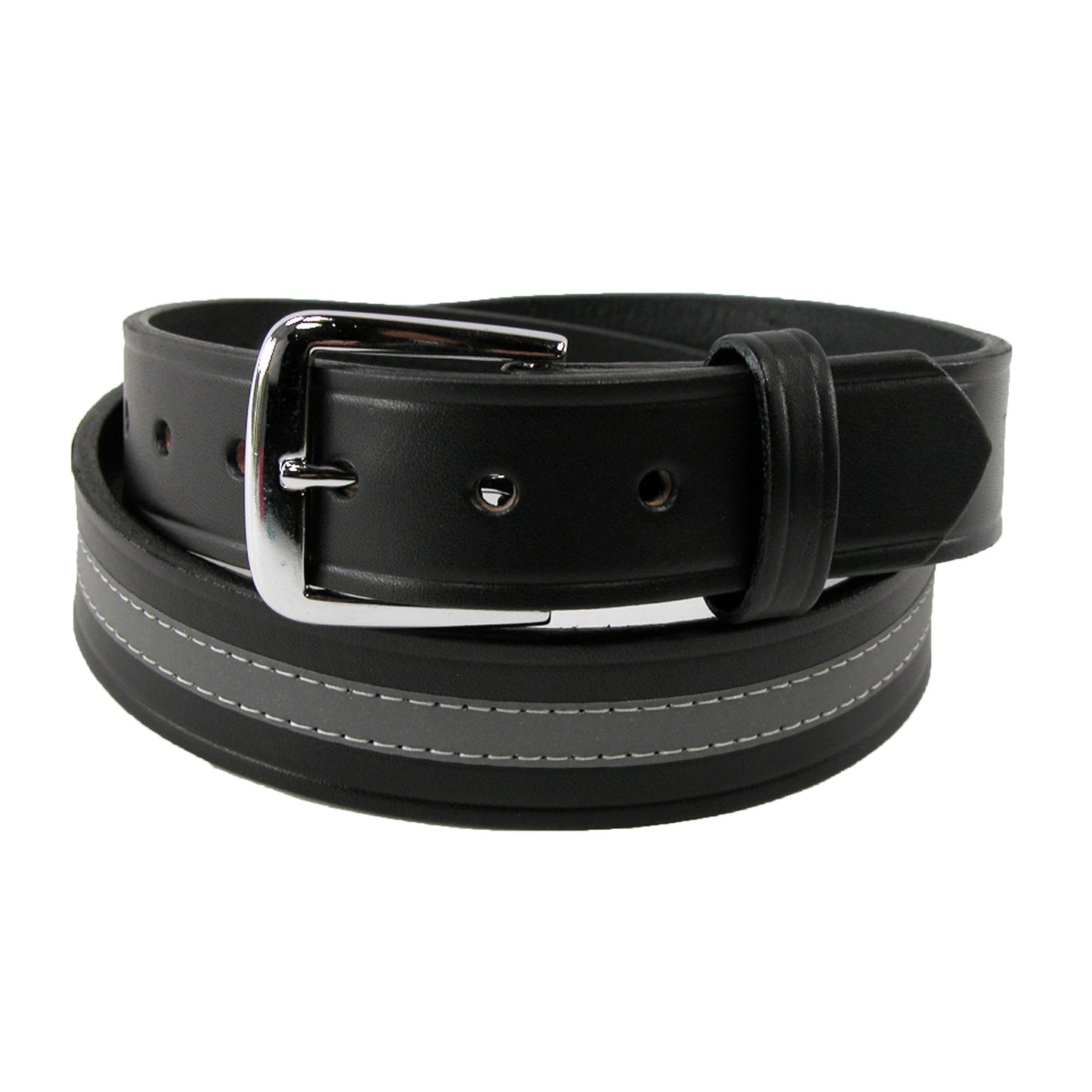 Boston Leather Men's Leather Work Belt with Reflective Safety Stripe, 34, Black