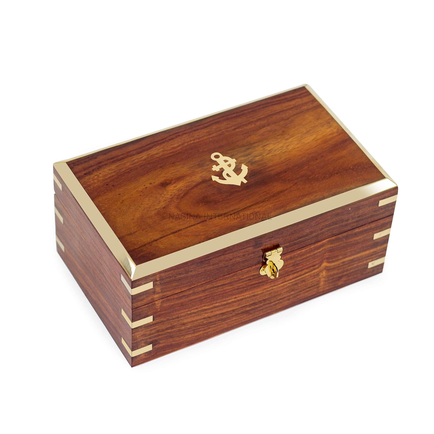 Nagina International Wooden Chest Featuring a Pirate's Anchor: A Perfectly Crafted Box for Jewelry and Decorative Storage
