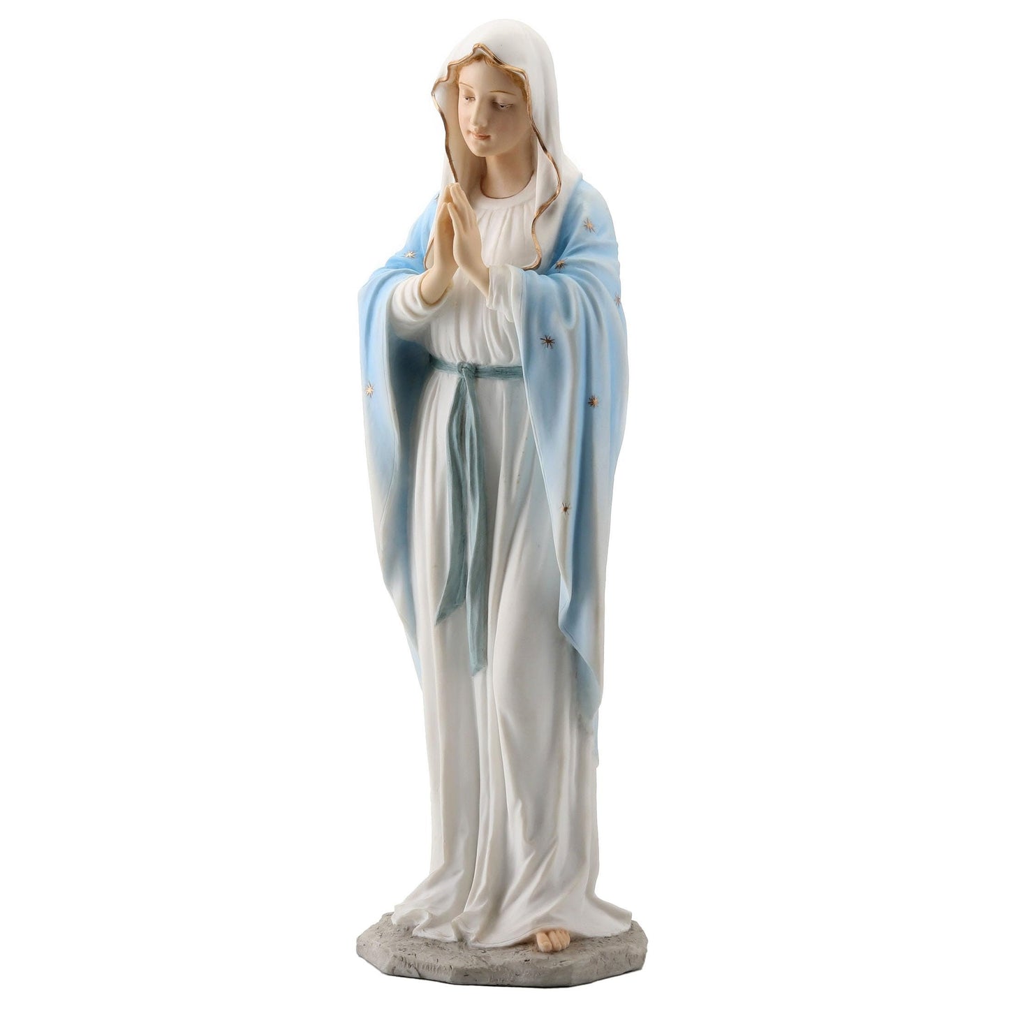 Blessed Virgin Mary Our Lady of Grace 11 3/4 Inch Light Color Stone Statue Religious Decoration