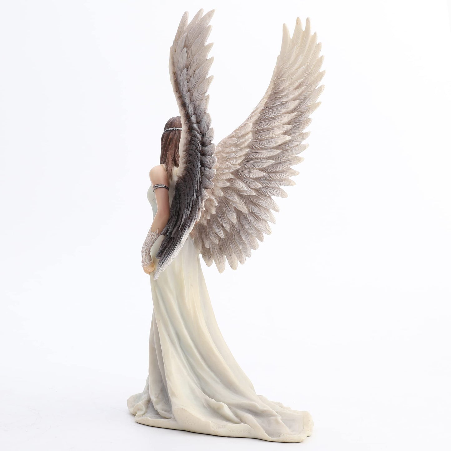 US 9.5 Inch Spirit Guide Fairy Decorative Statue Figurine, White and Gray