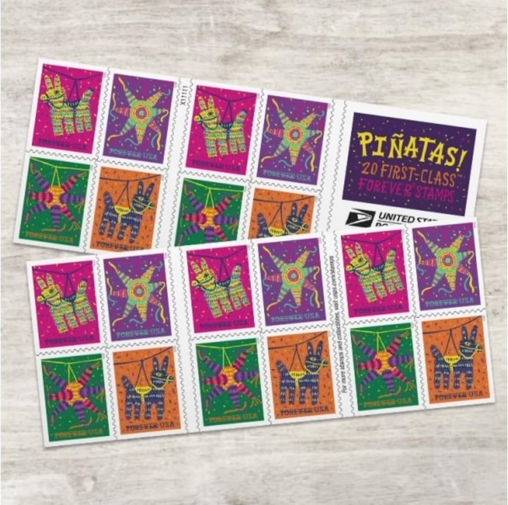 USPS Pinatas Forever Postage Stamps Celebrate Hispanic Heritage Latino Festive Celebration Party 2023 Scott #5812-5815
