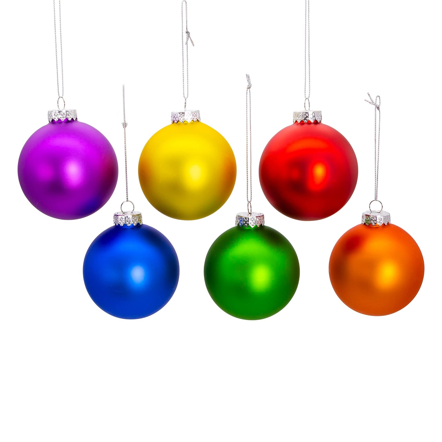 Kurt Adler 80MM Glass Matte Pride 6-Piece Ball Ornament Set
