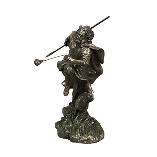 Veronese Design 9 Inch Tall Lugh Celtic God of Sun and Thunderstorms with His Hound Resin Sculpture Bronze Finish