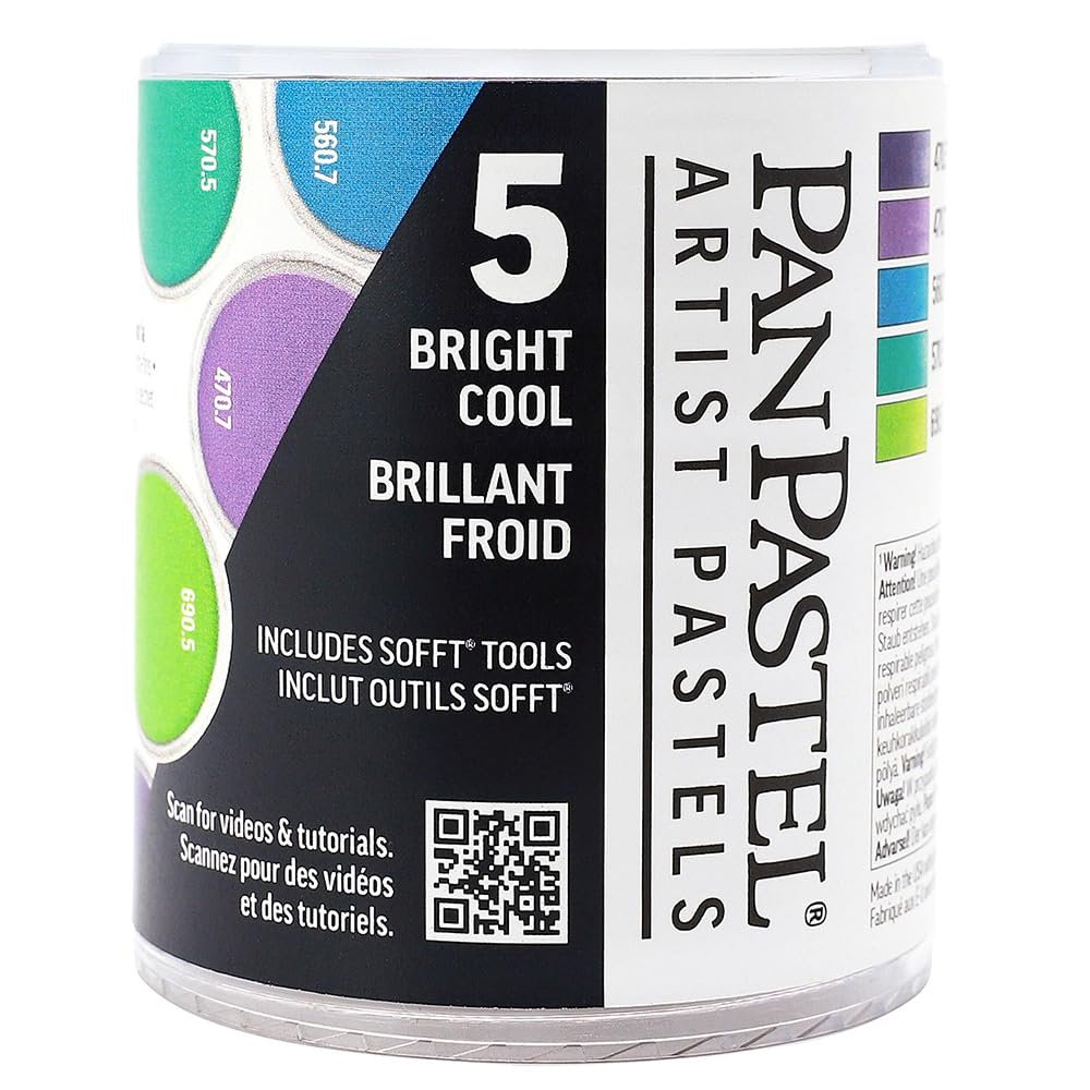 PanPastel Artist Pastels by GOLDEN, Bright Cool Stack Set, 5 Color, Professional Artist Pastels, Unique Pan Format (cake-like)