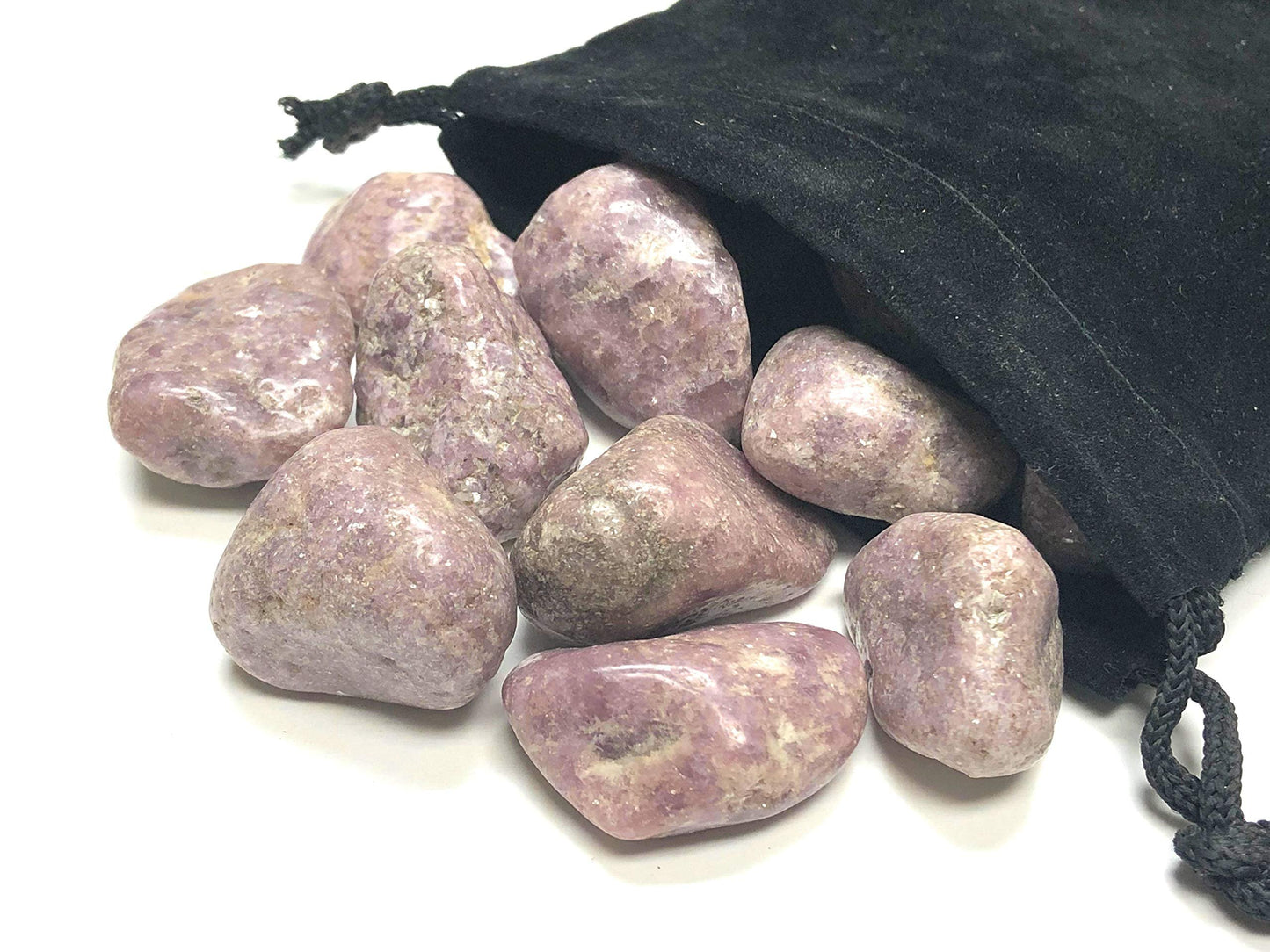 Zentron Crystal Collection Tumbled Lepidolite - Large 1" Stones in Velvet Bag