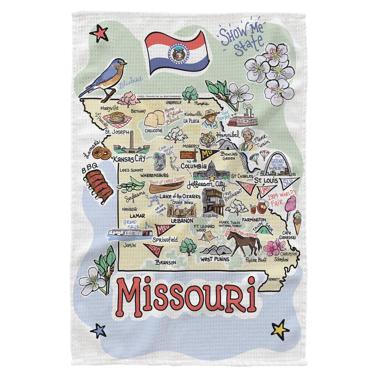 Fish Kiss® 16"x24" Map Dish Towel is of 100% Microfiber Waffle Weave Making it Super Absorbent, Soft & Machine Washable - Map Kitchen Towel,Map Dish Cloth is Multi Purpose