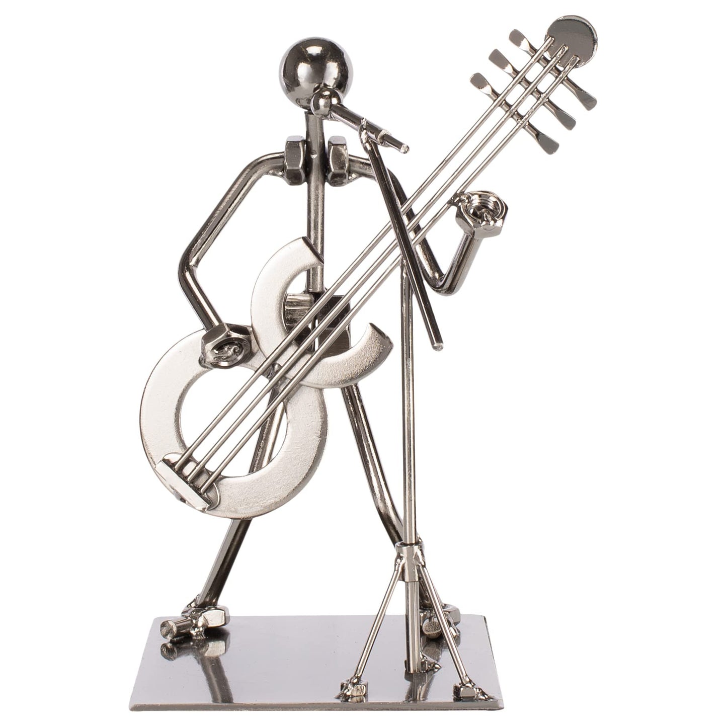 Broadway Gift Singer Guitar Player Silver Tone 6 inch Table Metal Decorative Musician Tabletop Figurine