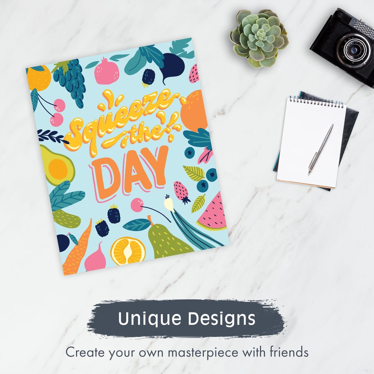 Pink Picasso Kits Self Care Collection Paint by Number for Adults & Beginners | DIY Unique 8x10 Canvas Painting Kits | Color by Numbers Arts Paint Canvas Best for The Young at Heart | Squeeze The Day