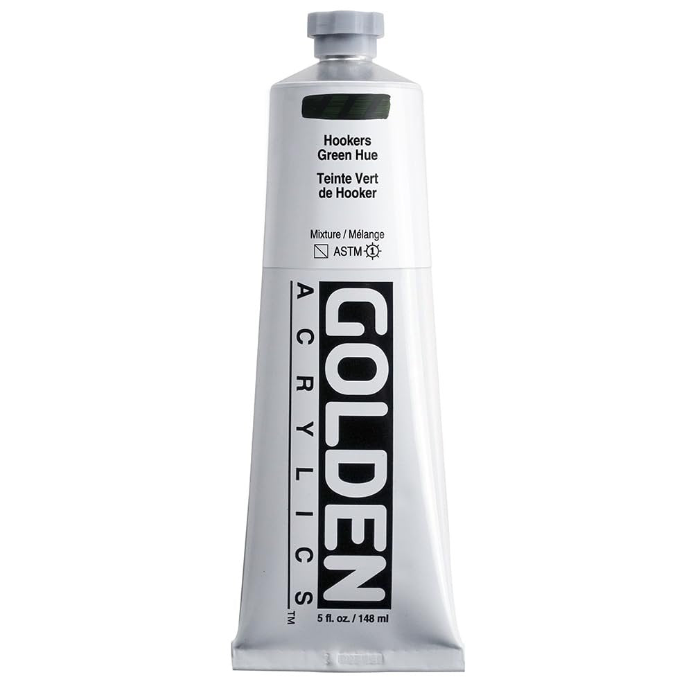 Heavy Body Acrylics by GOLDEN, Hookers Green Hue, 5 fl. oz. Tube, Professional Acrylic Paint, Semi-Transparent