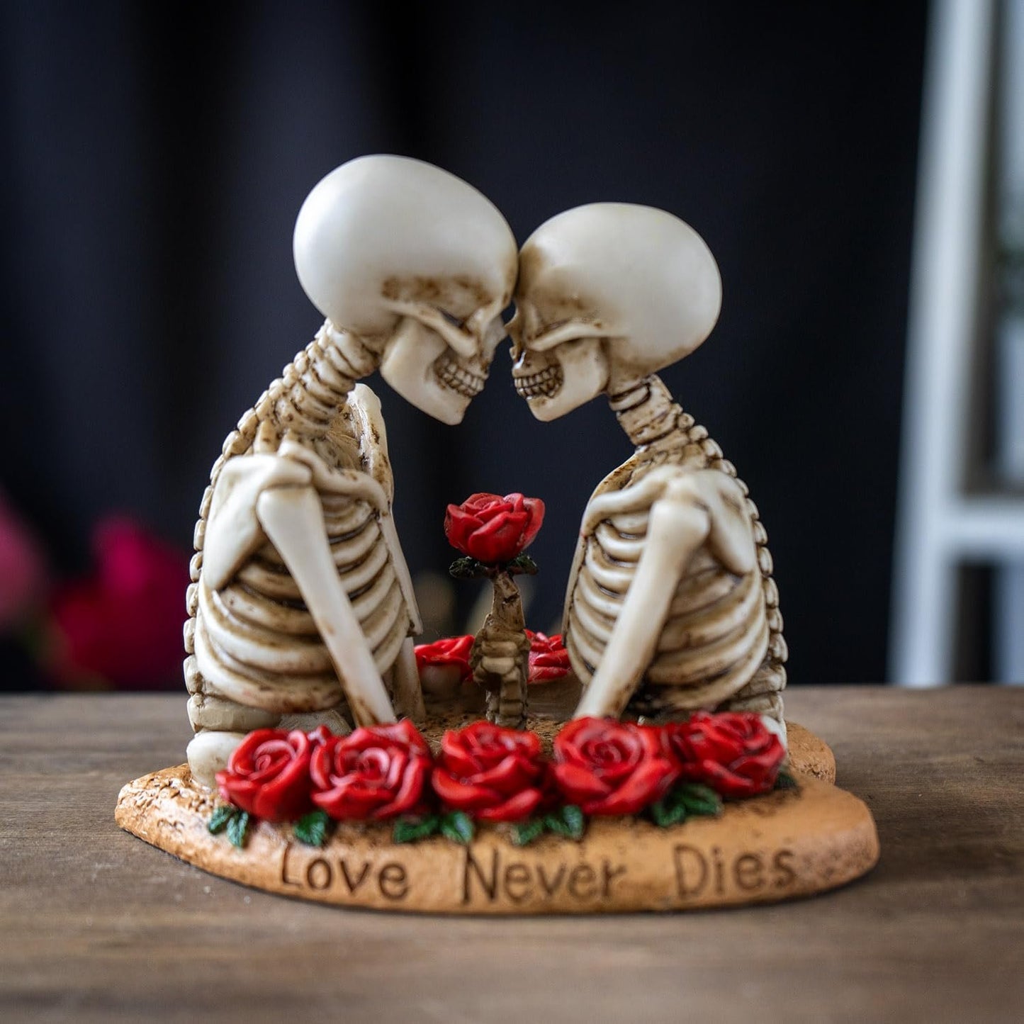 Pacific Giftware Til Death Do Us Part Skeleton Couple Figurine Love Never Dies Rose Statue Ideal for Wedding or Gothic Home Decor 4.3" Tall