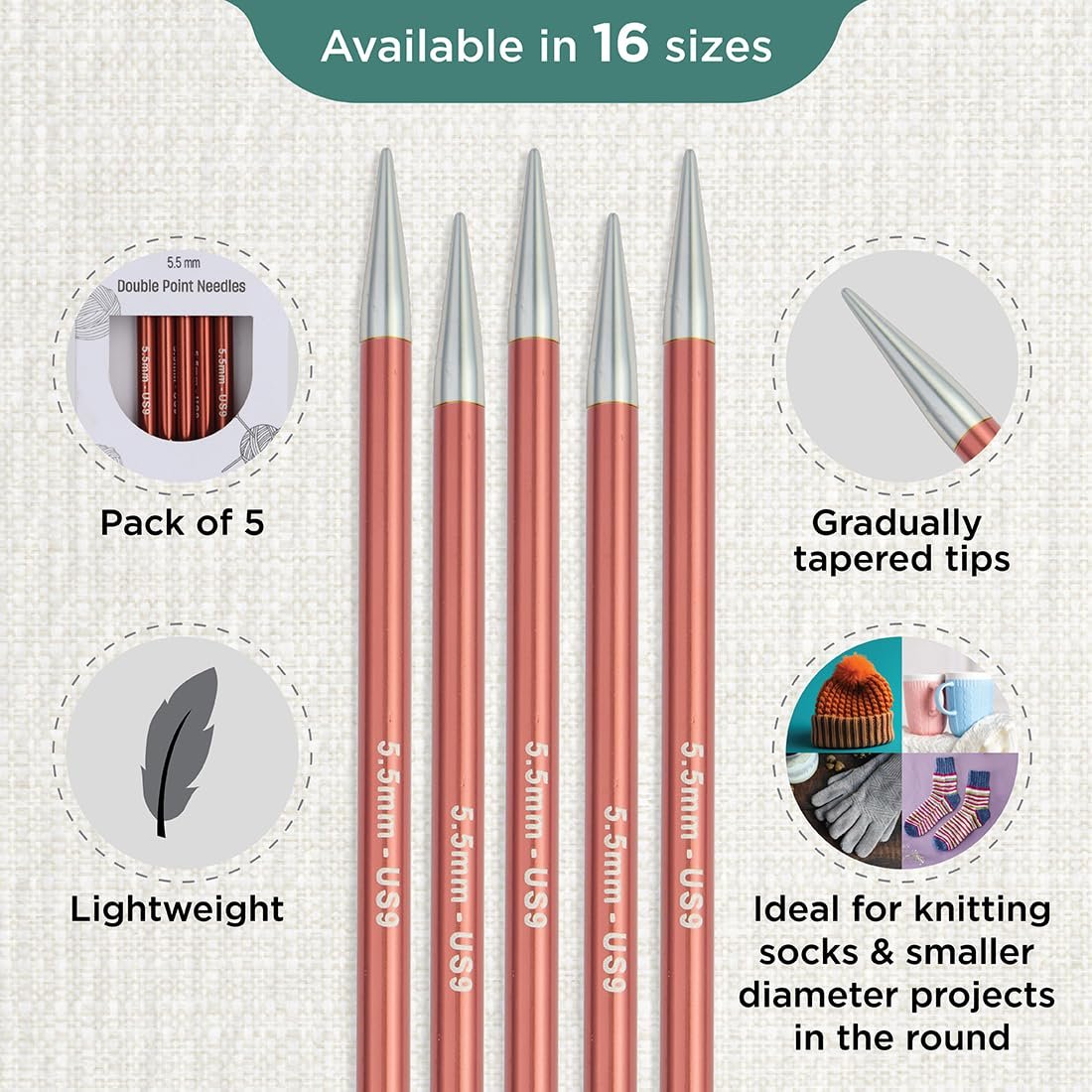 KnitPro Zing Double Pointed Needles 8" (20cm)