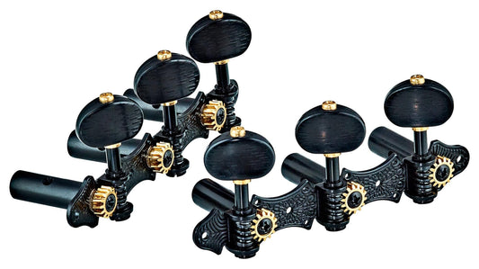 Ortega Guitars Classical Deluxe Tuning Machines 3L x 3R w Baseplate & Black Buttons (OTMDLX-BKBK)