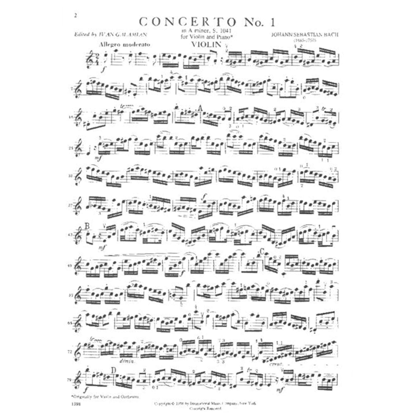 J.S. Bach: Concerto No. 1 in A Minor, S. 1041, for Violin and Piano (Ivan Galamian)