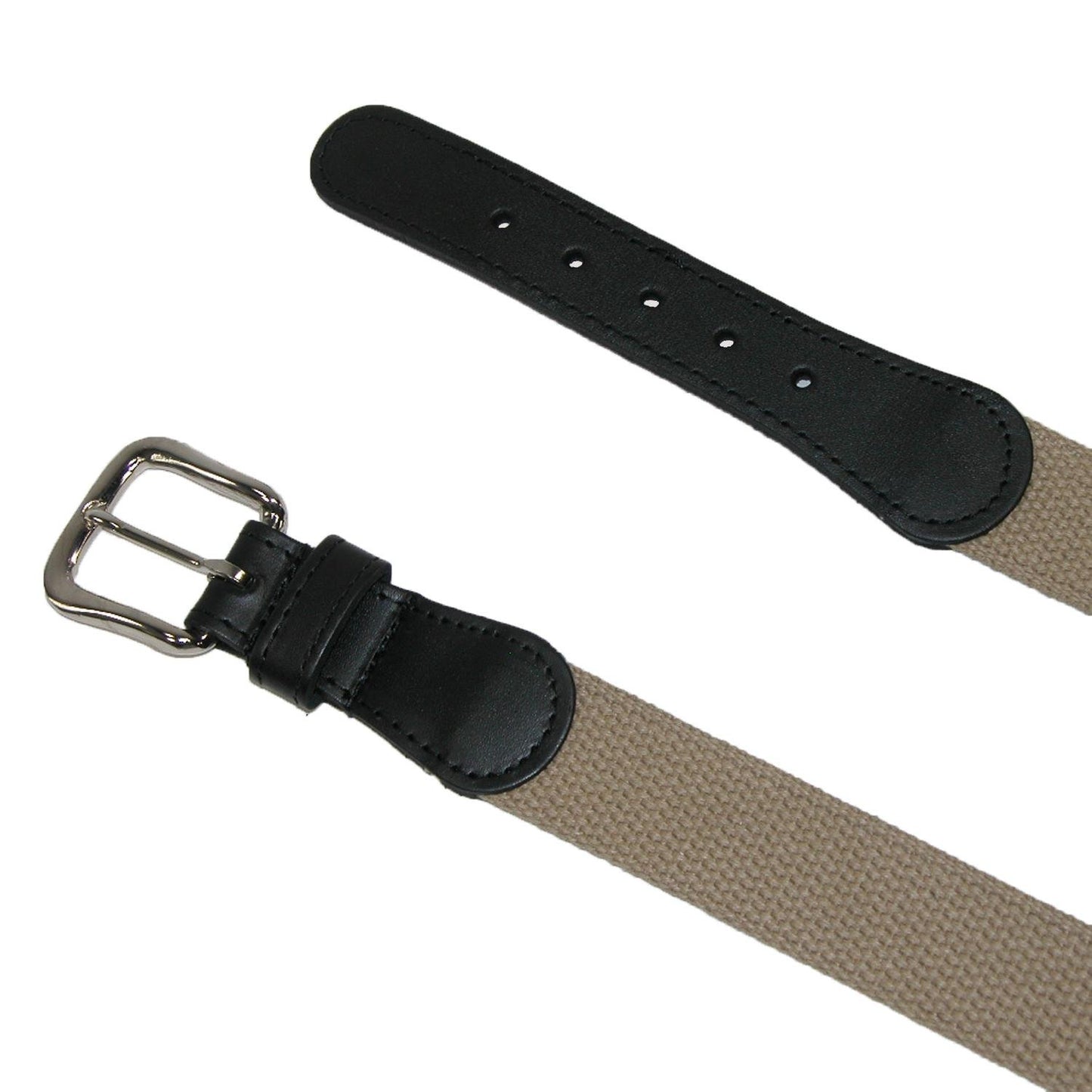 Boston Leather Men's Cotton Web Belt with Leather Tabs, 40, Black