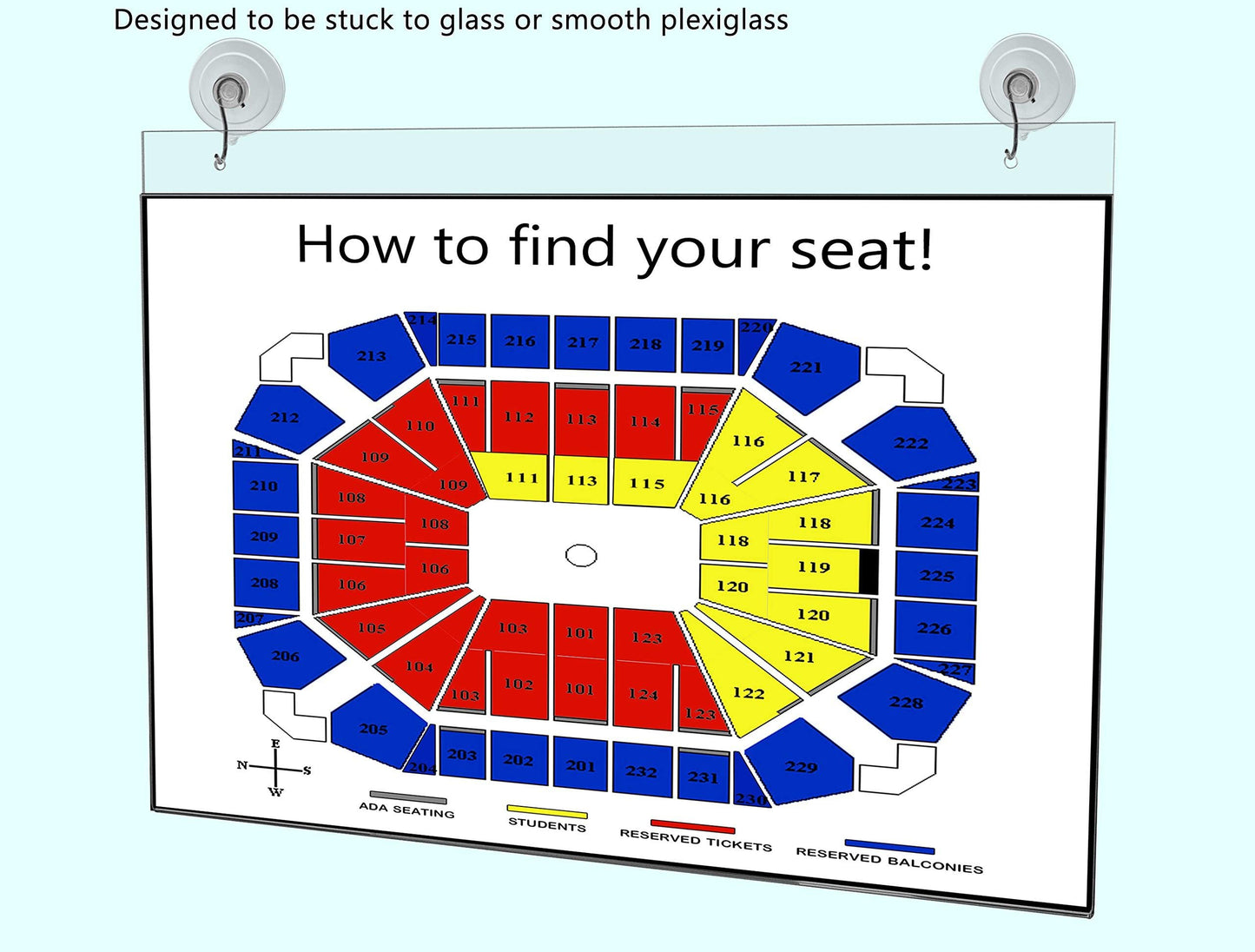 Marketing Holders Window Sign Holder 17" x 11" with 2 Predrilled Holes and Suction Cups with Hooks for Seating Charts and Directional Signs in Arenas and Theaters Clear Acrylic Horizontal Sleeve