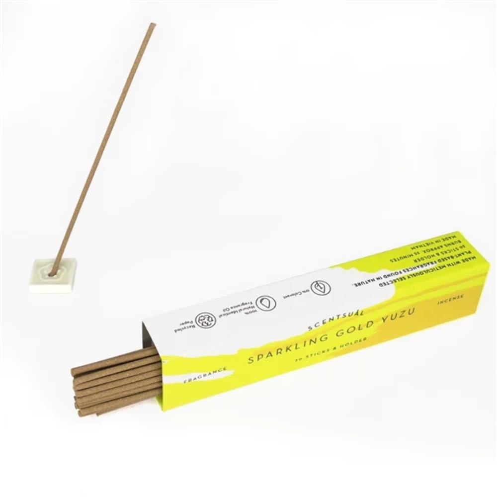 SCENTSUAL Incense - Sparkling Gold Yuzu 30 Sticks by NIPPON KODO, Japanese Quality Incense Since 1575