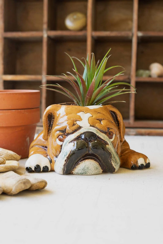 KALALOU CDV2139 Ceramic Bulldog Planter