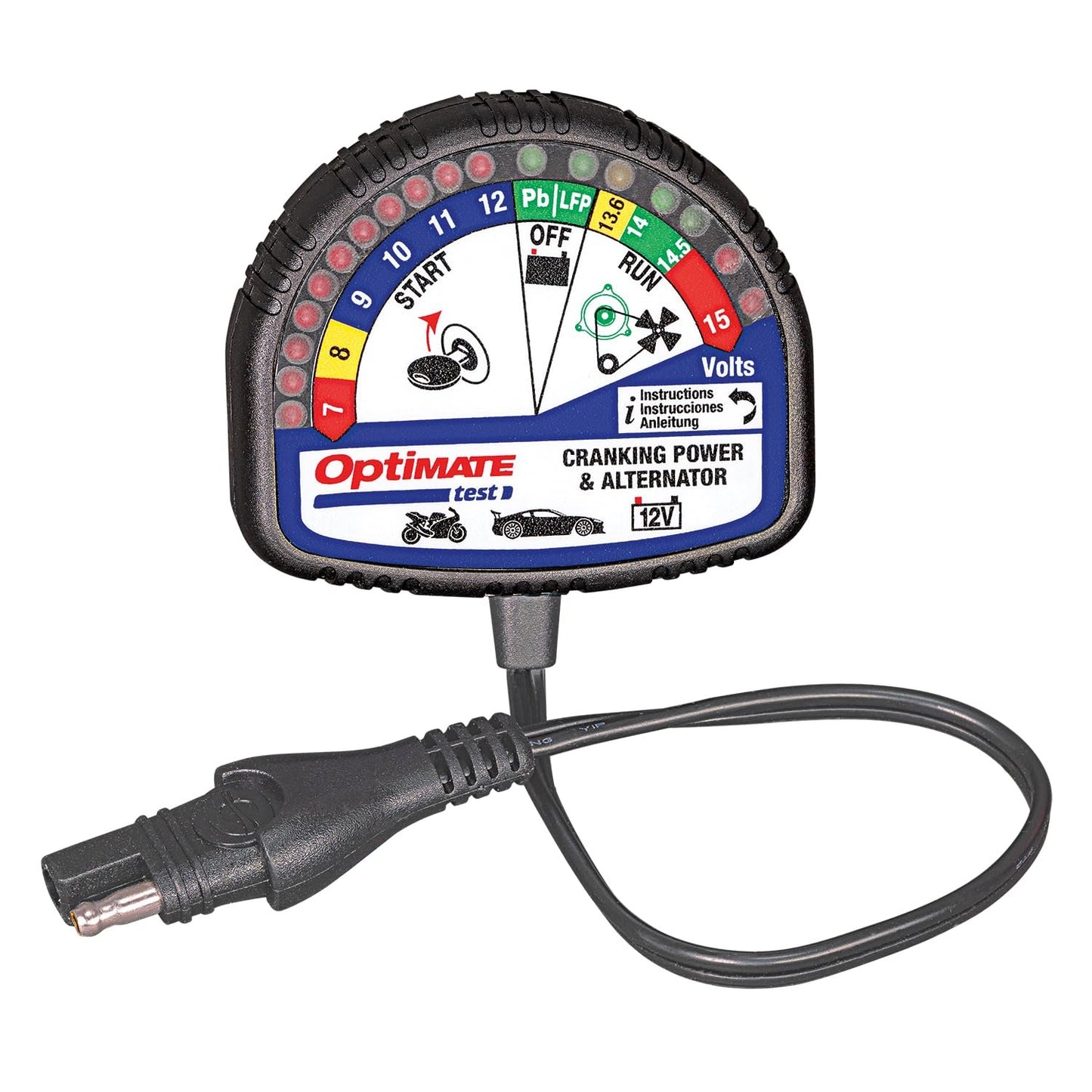 Optimate test – cranking & alternator, TS-121, 12V tester for battery state of charge, cranking performance and vehicle charging system