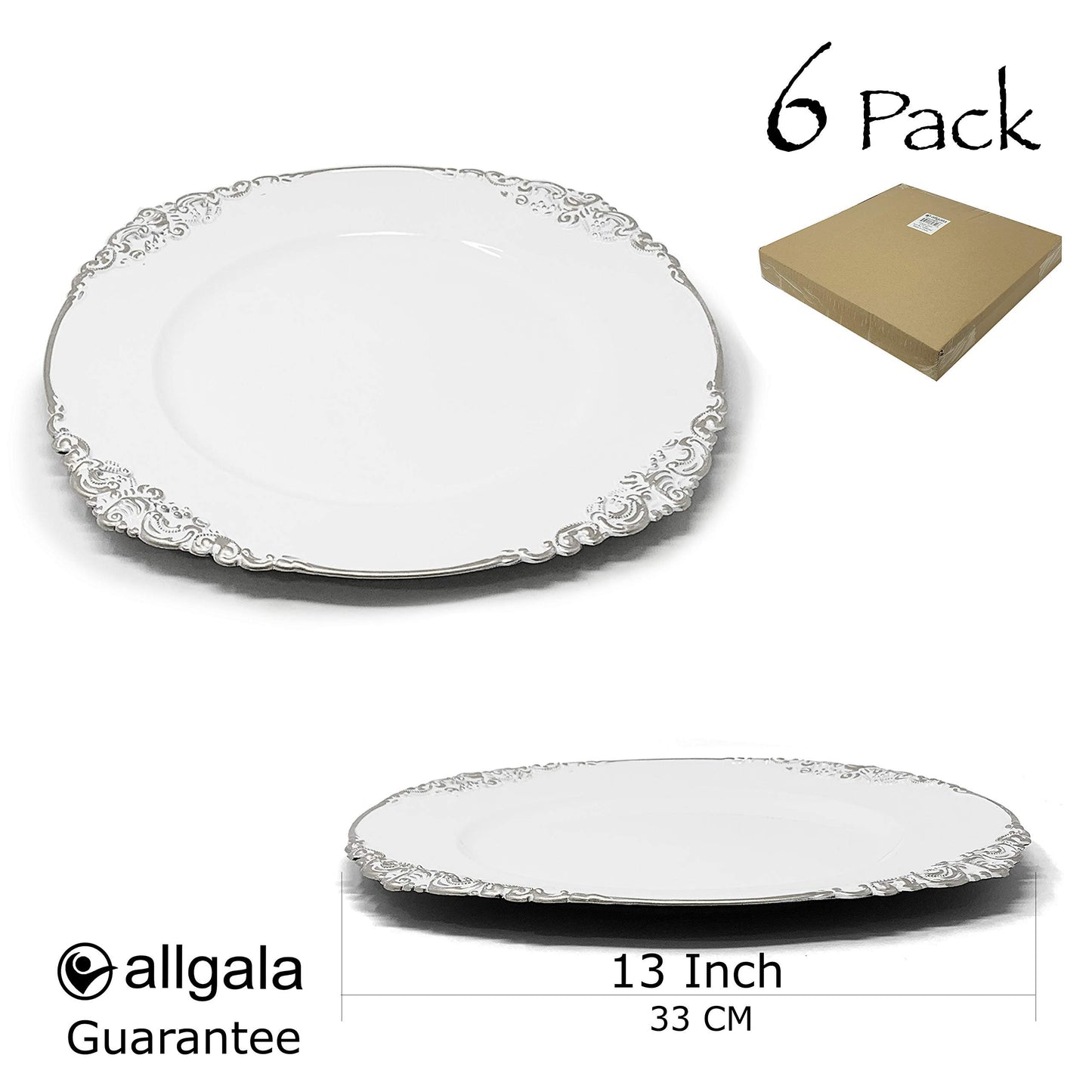 allgala Heavy Quality Round Charger Plates - Elegant Gold Chargers for Dinner Plates
