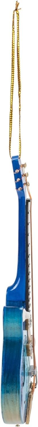 Broadway Gift Co Navy Fade Electric Guitar 5 inch Wood Hanging Ornament with Red Gift Box
