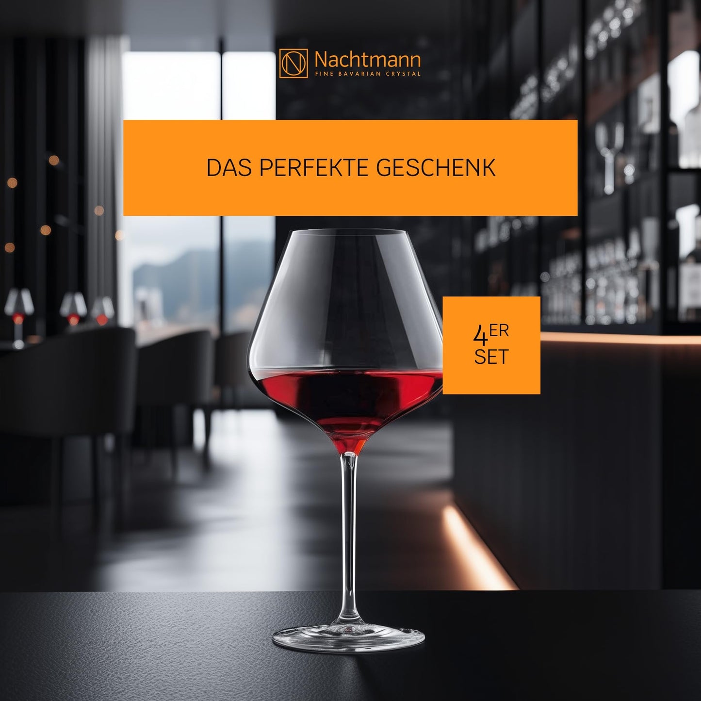 Nachtmann ViNOVA Red Wine Balloon Glass, Set of 4, 28.4-Ounces, Burgundy Wine Glasses, Tulip Shaped, Made of Clear Crystal Glass, Stemmed, Dishwasher Safe
