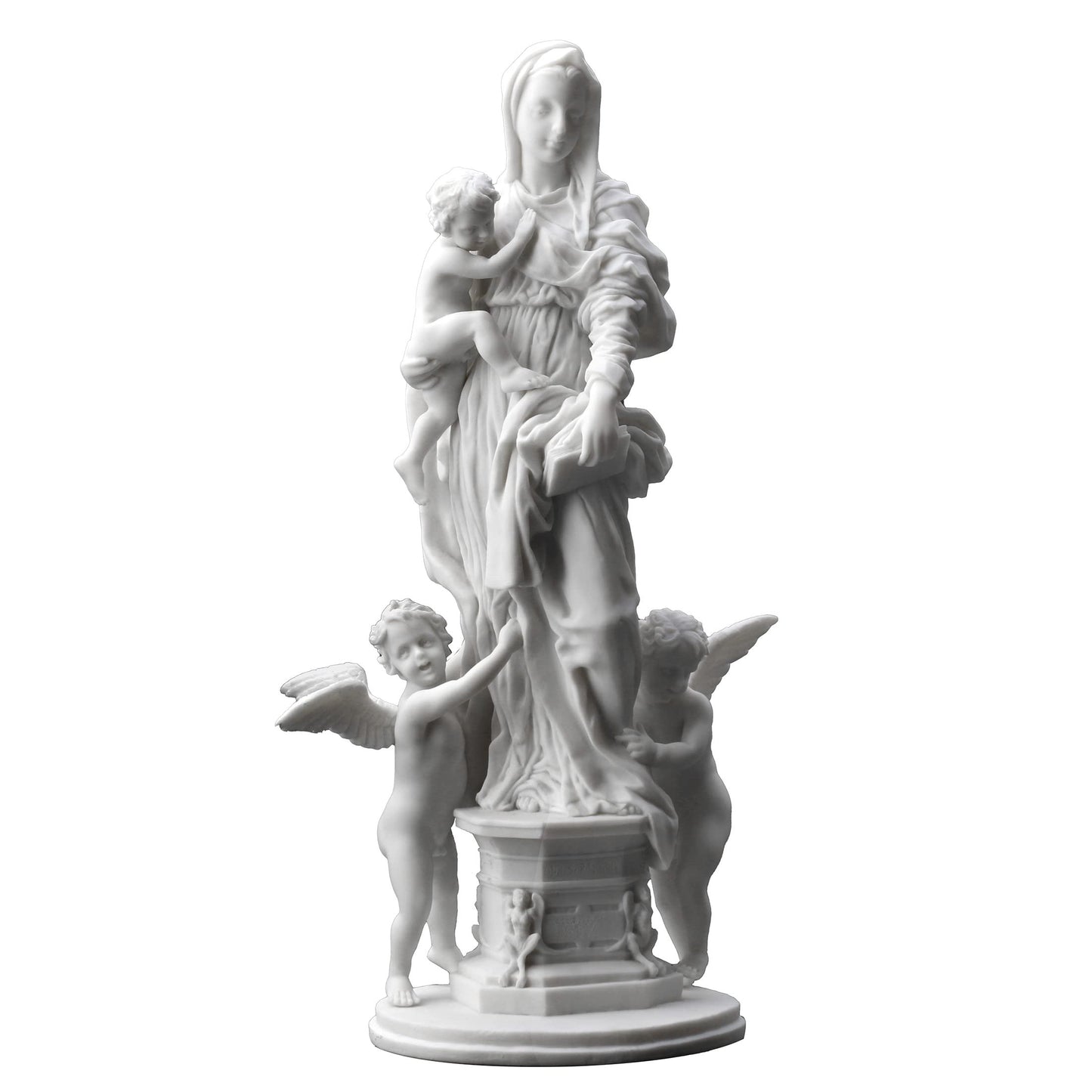 Veronese Design 14 1/8 Inch Madonna of The Harpies Resin Statue Marble White Finish