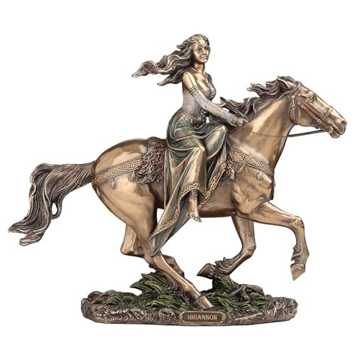 VERONESE DESIGN 9 1/4 Inch Rhiannon Epona Celtic Goddess on Horse Cold Cast Resin Bronze Finish Statue