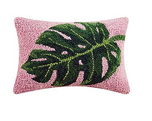 Peking Handicraft Tropical Palm Mini Hooked Wool Pillow 8 x 12